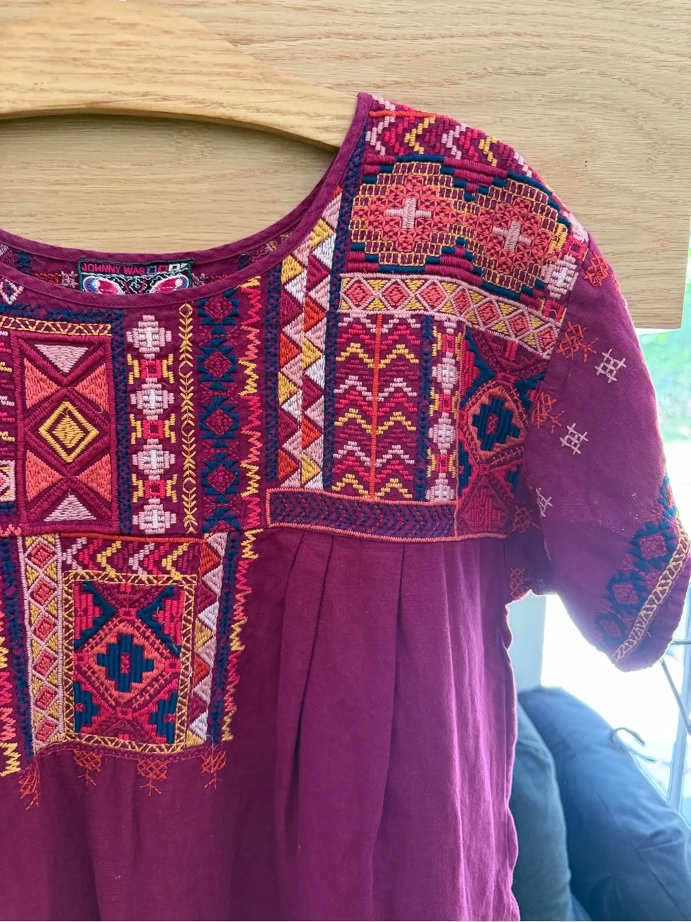 Johnny Was Embroidered Linen Shift Dress | Boho Artisan Tunic | Medium
